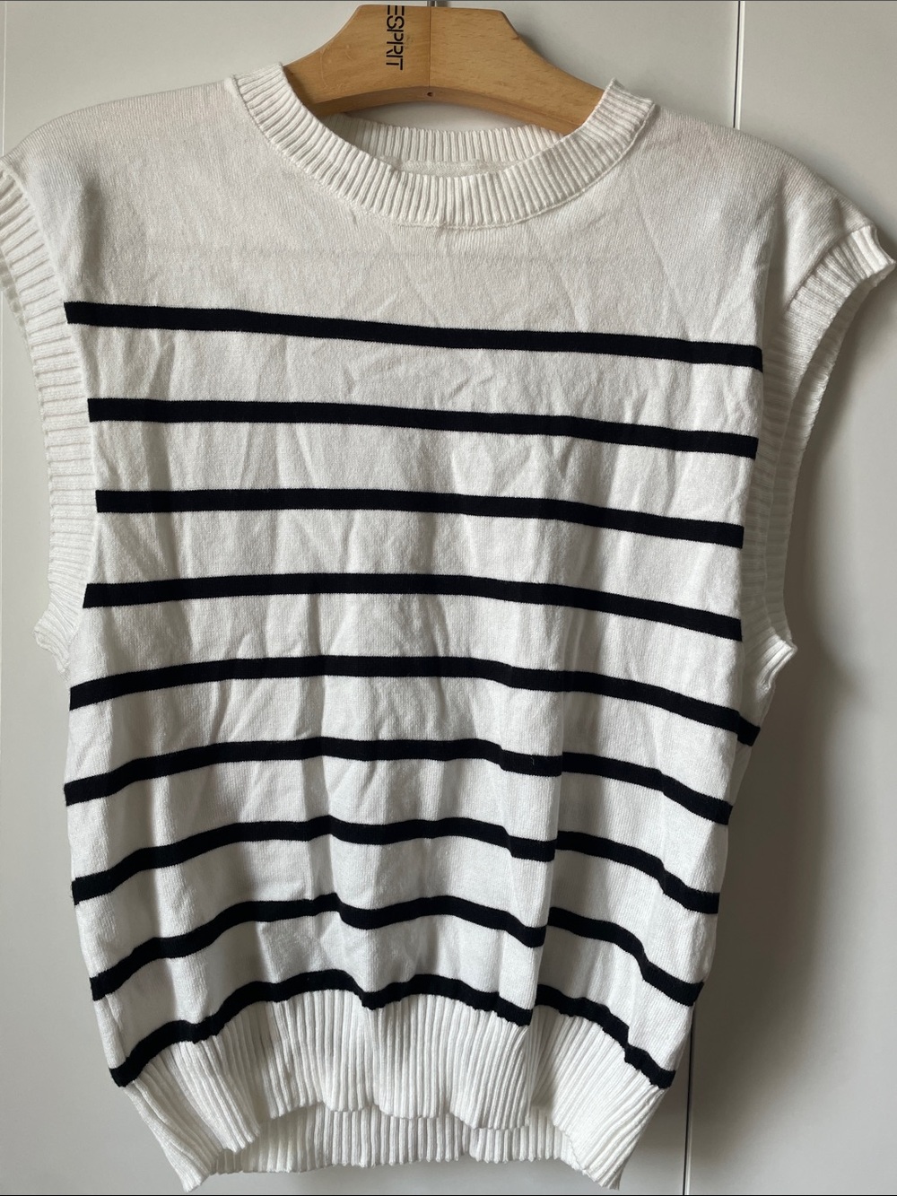 Striped Sleeveless Knit Top in White and Black
